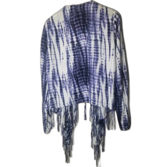 Lucy Love Womens Hippie Boho Tie Dye Fringe Cardigan Sz L - Picture 9 of 9